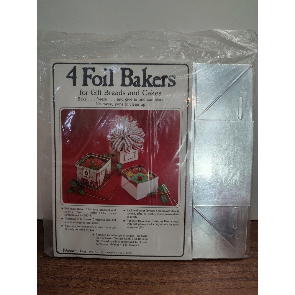 Bake And Give In One Container Foil Bakers Vtg 2 Packs Of 4 Christmas Gift B15